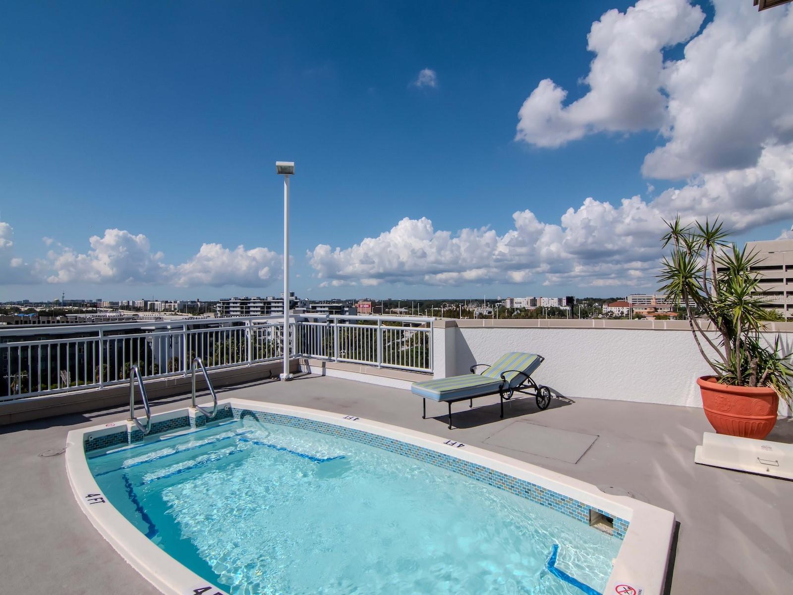 Rooftop pool and lounge area