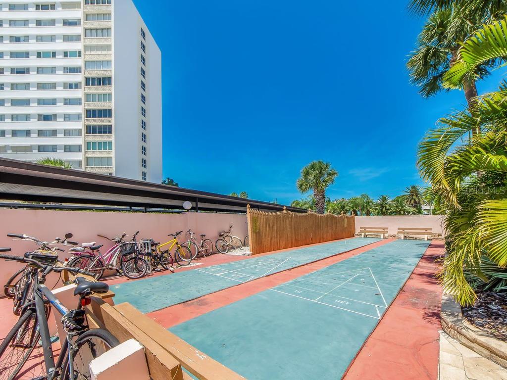 Shuffleboard and bike storage