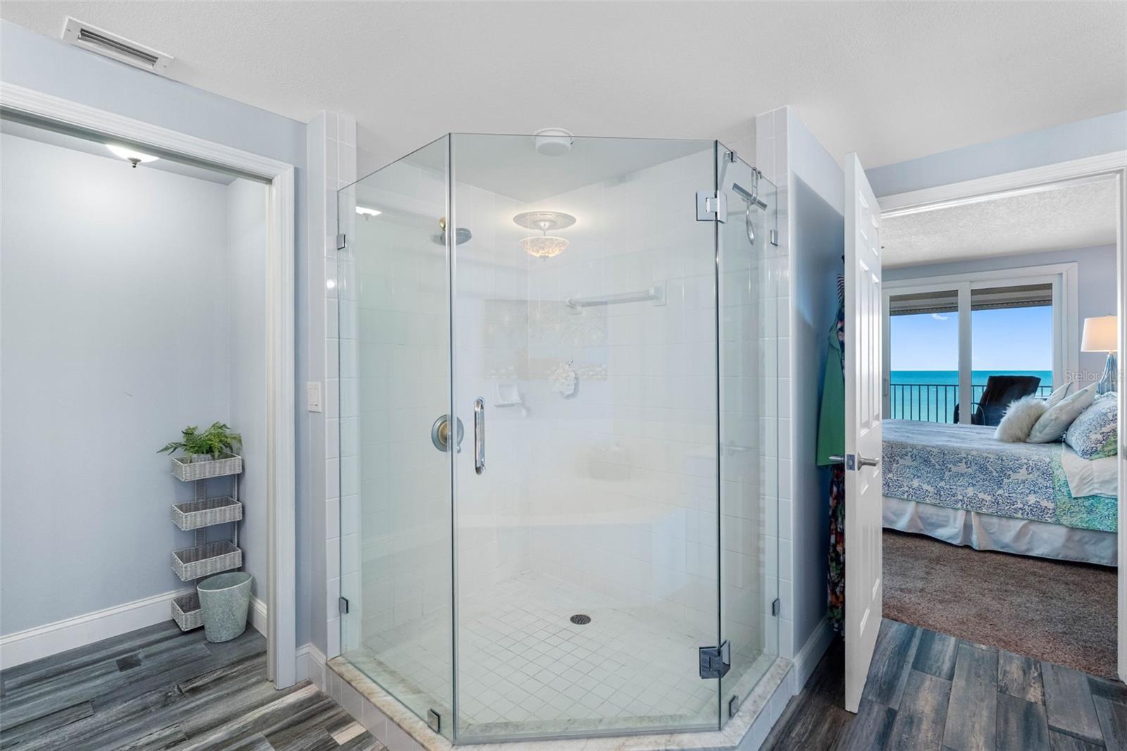 ... Double Vanity - Spa Soaking Tub - Walk In Shower - Privacy Room on Left In Photo.