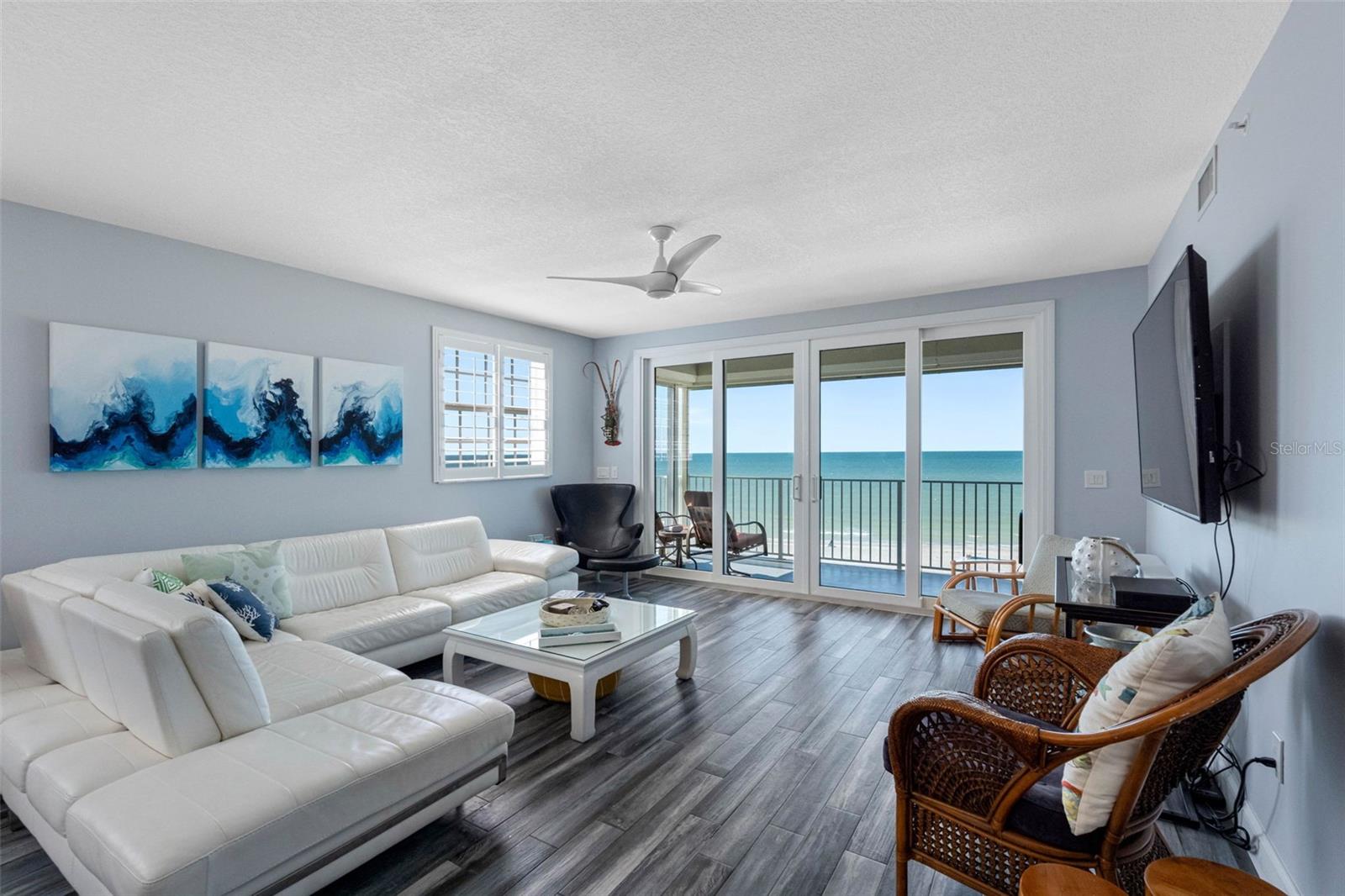 .. All New Tile Plank Flooring. 33 Foot Balcony Fronts Both Living Area & Primary Bedroom Suite. 3/2 With 1880 Sq Ft. Turnkey Purchase Possible - Furnishings Can Stay if Needed. Designer 8'7" Ceiling Heights.