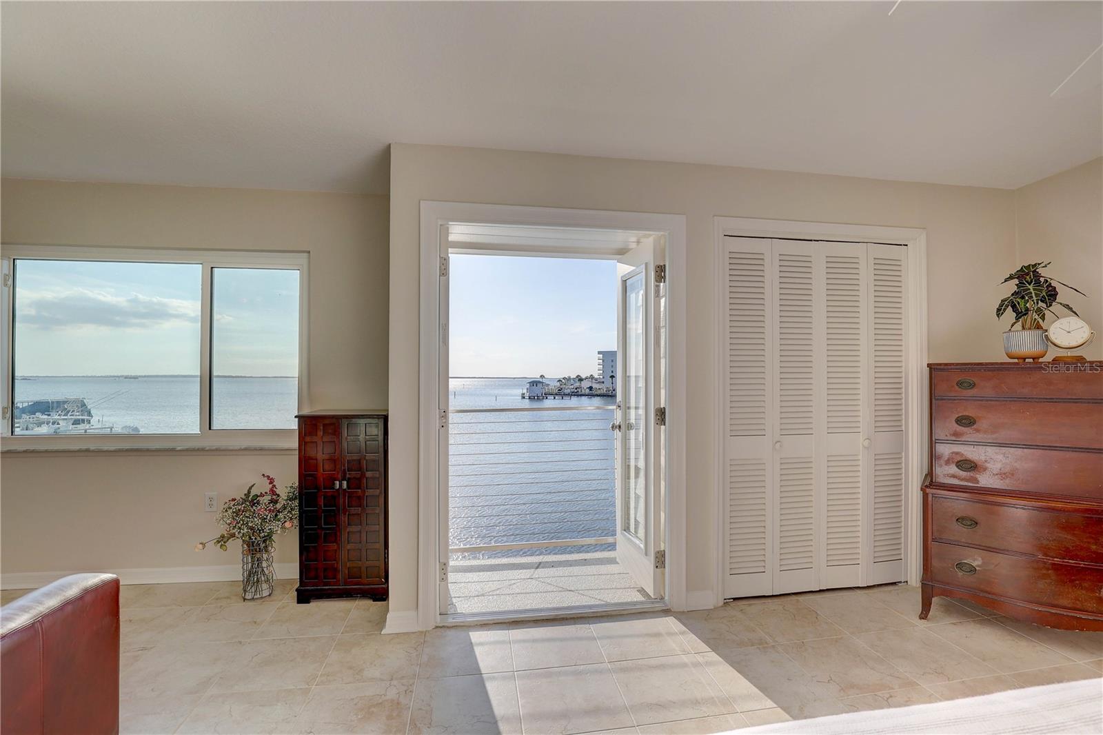 Breathtaking water views from primary bedroom