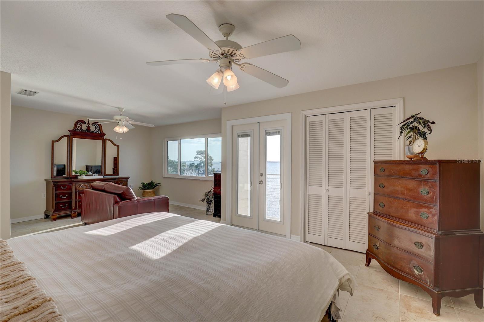 Breathtaking water views from primary bedroom