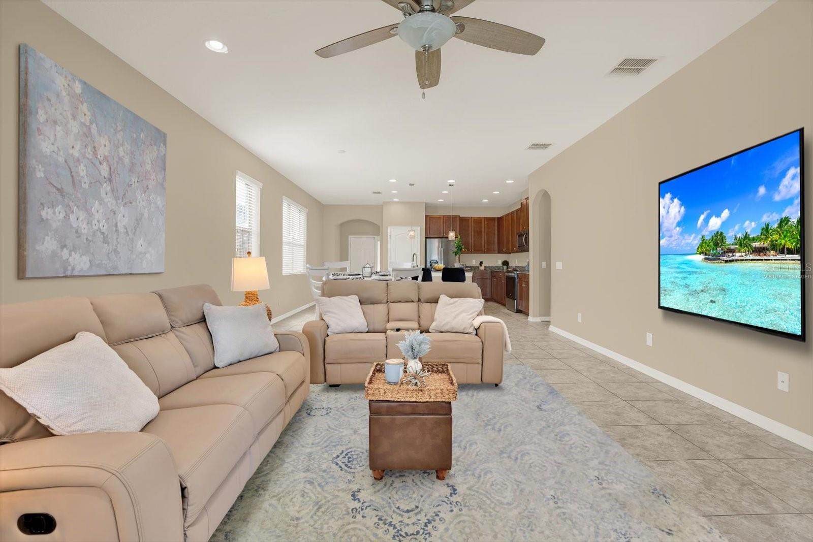 Virtually Staged Living Room/Dining Area