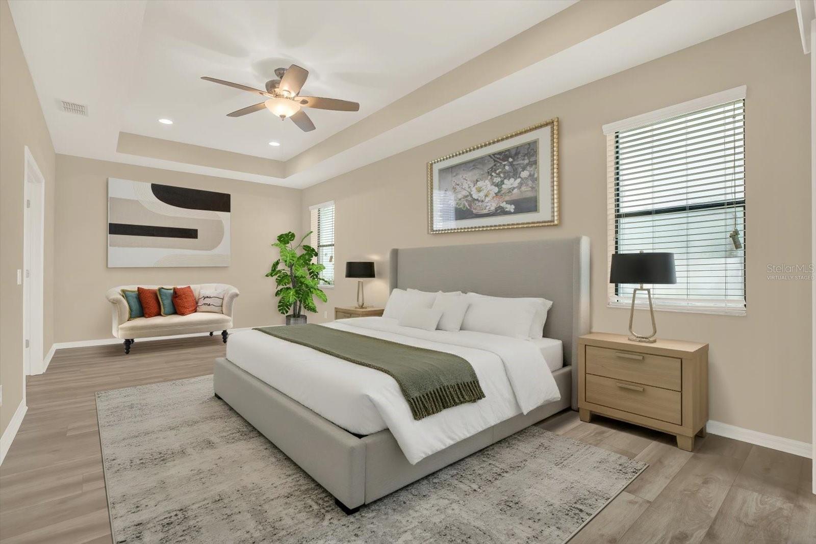 Virtually Staged Master Bedroom