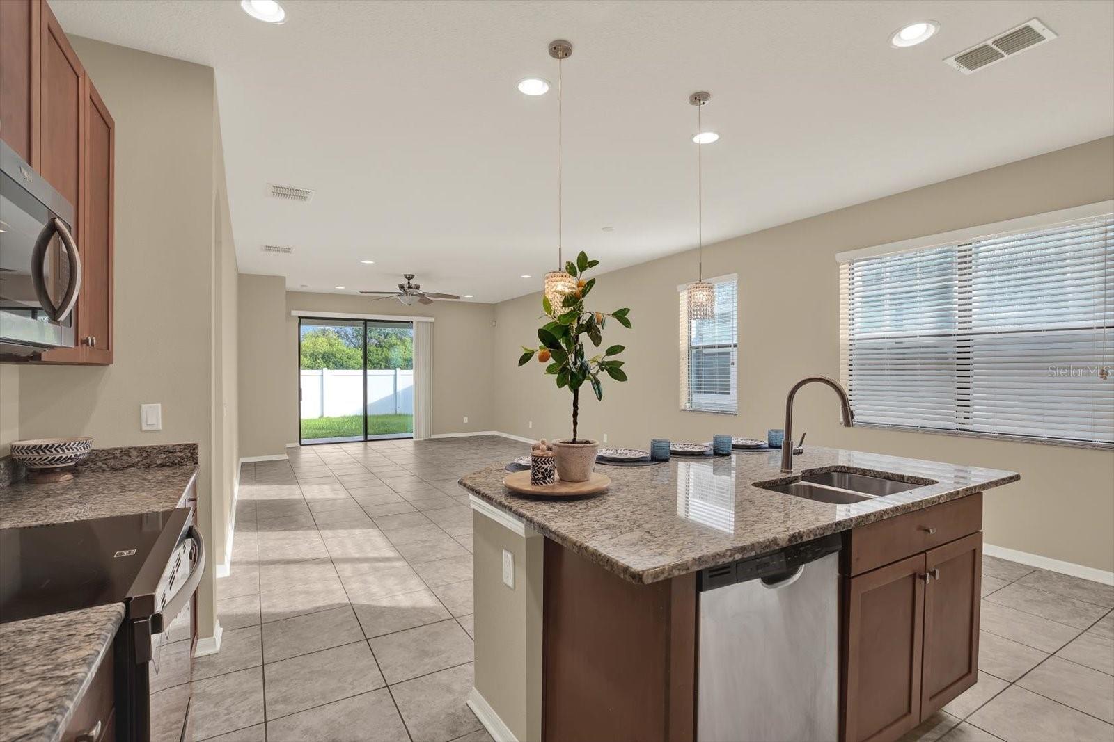 Kitchen view to living area