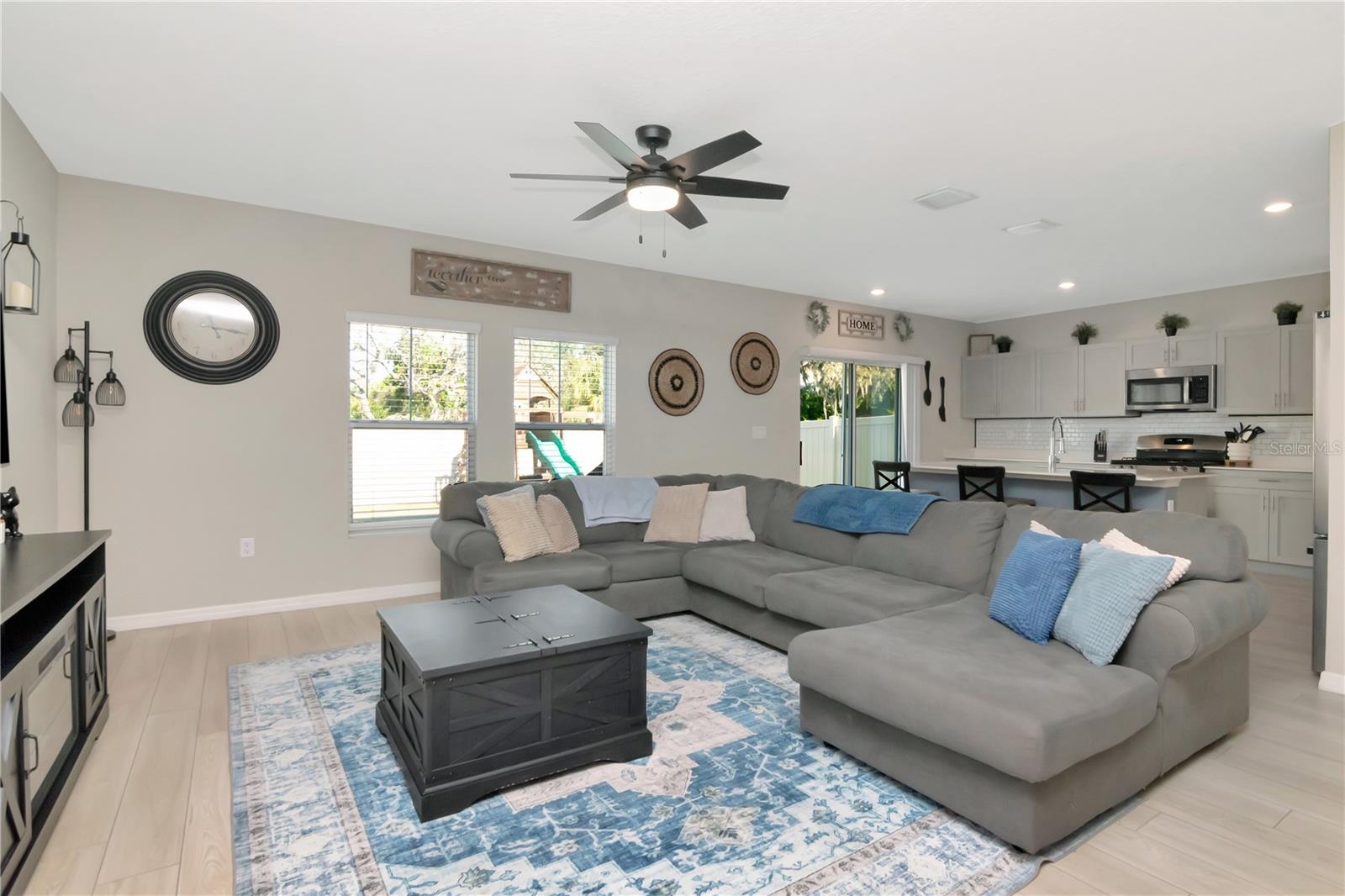 Living Room with Upgraded Ceiling Fan