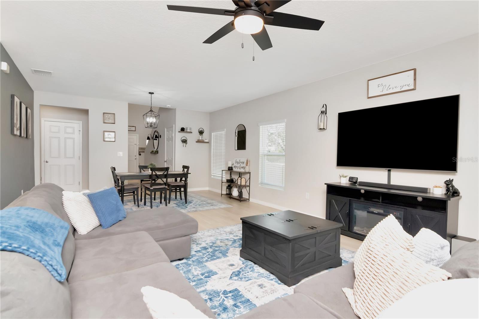 Living Room with Upgraded Ceiling Fan