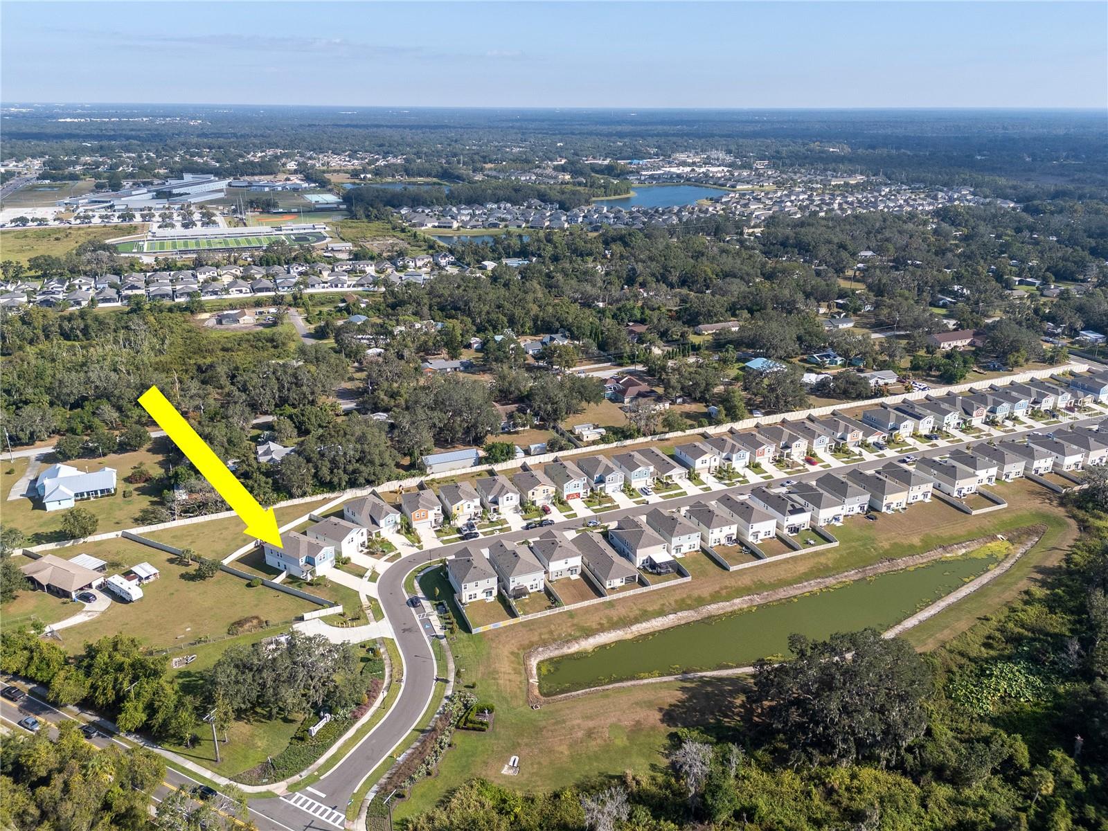 Aerial view of home and community.