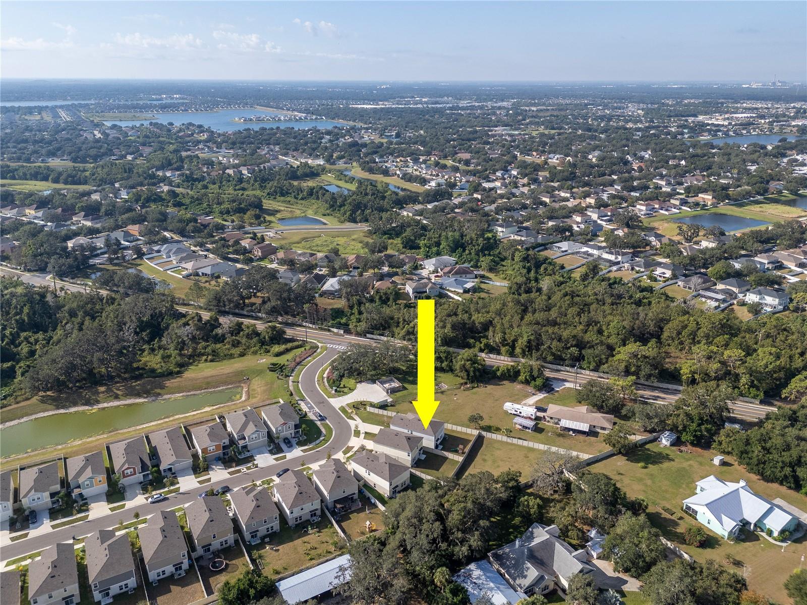 Aerial view of home and community.