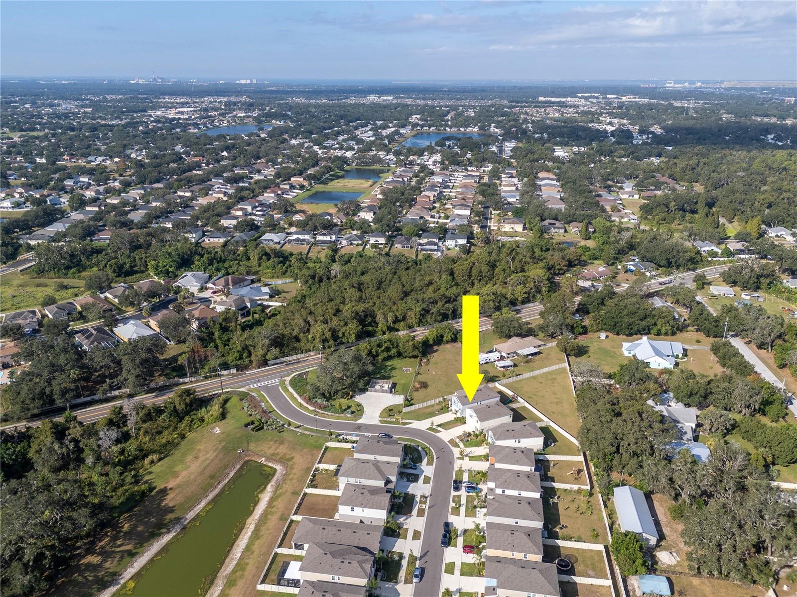 Aerial view of home and community.