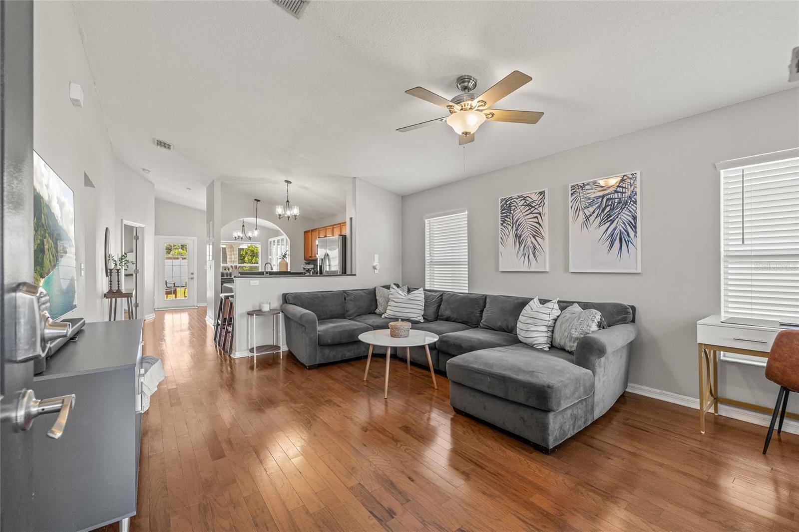 Upon walking in the front door, you will see higher ceilings and an open floorplan.