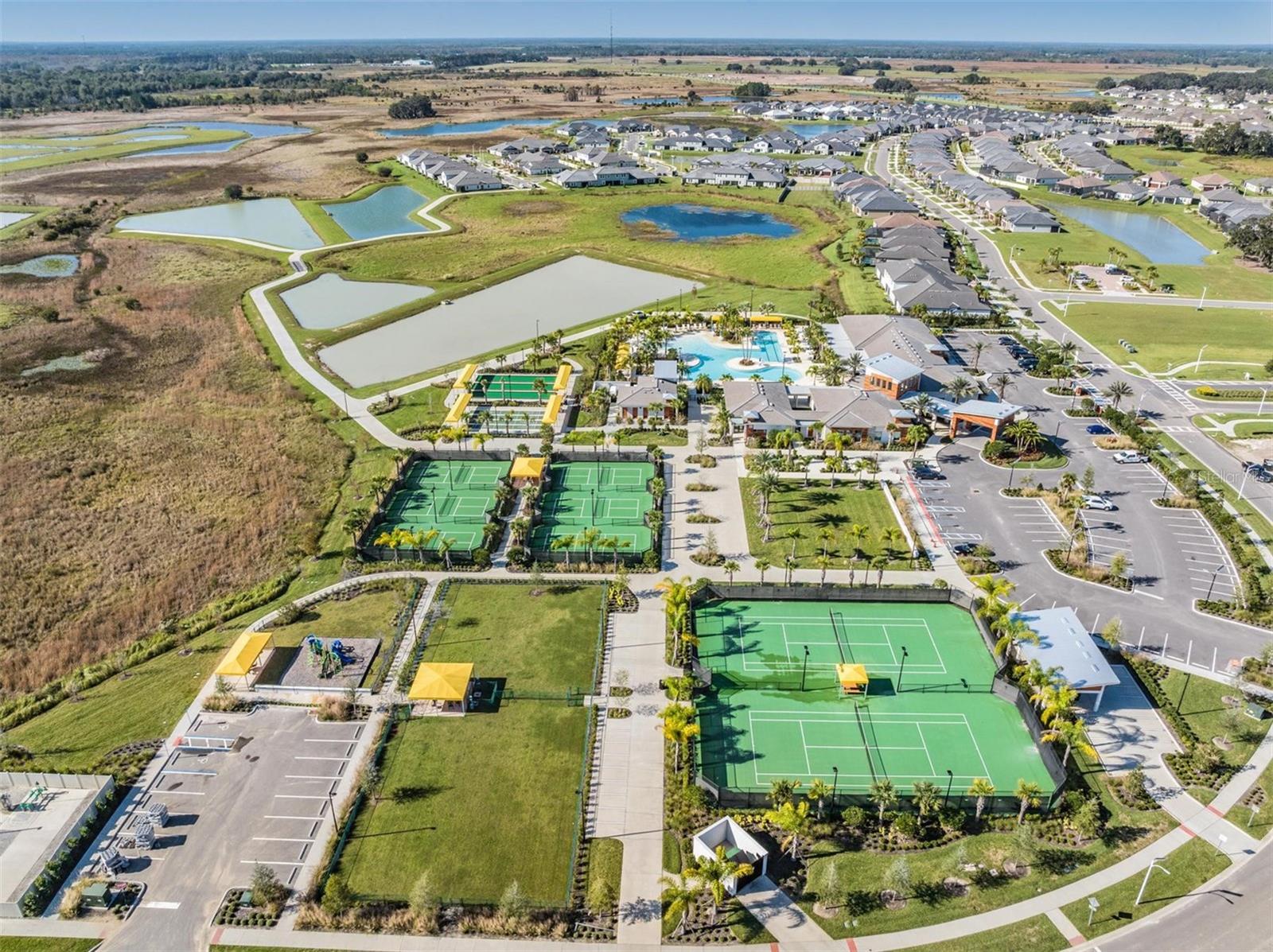 Dog park, pickleball courts, tennis courts