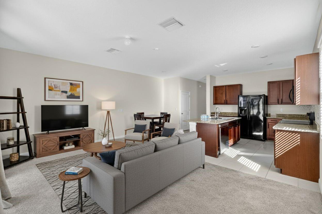 Kitchen/Family Room with Virtual Staging