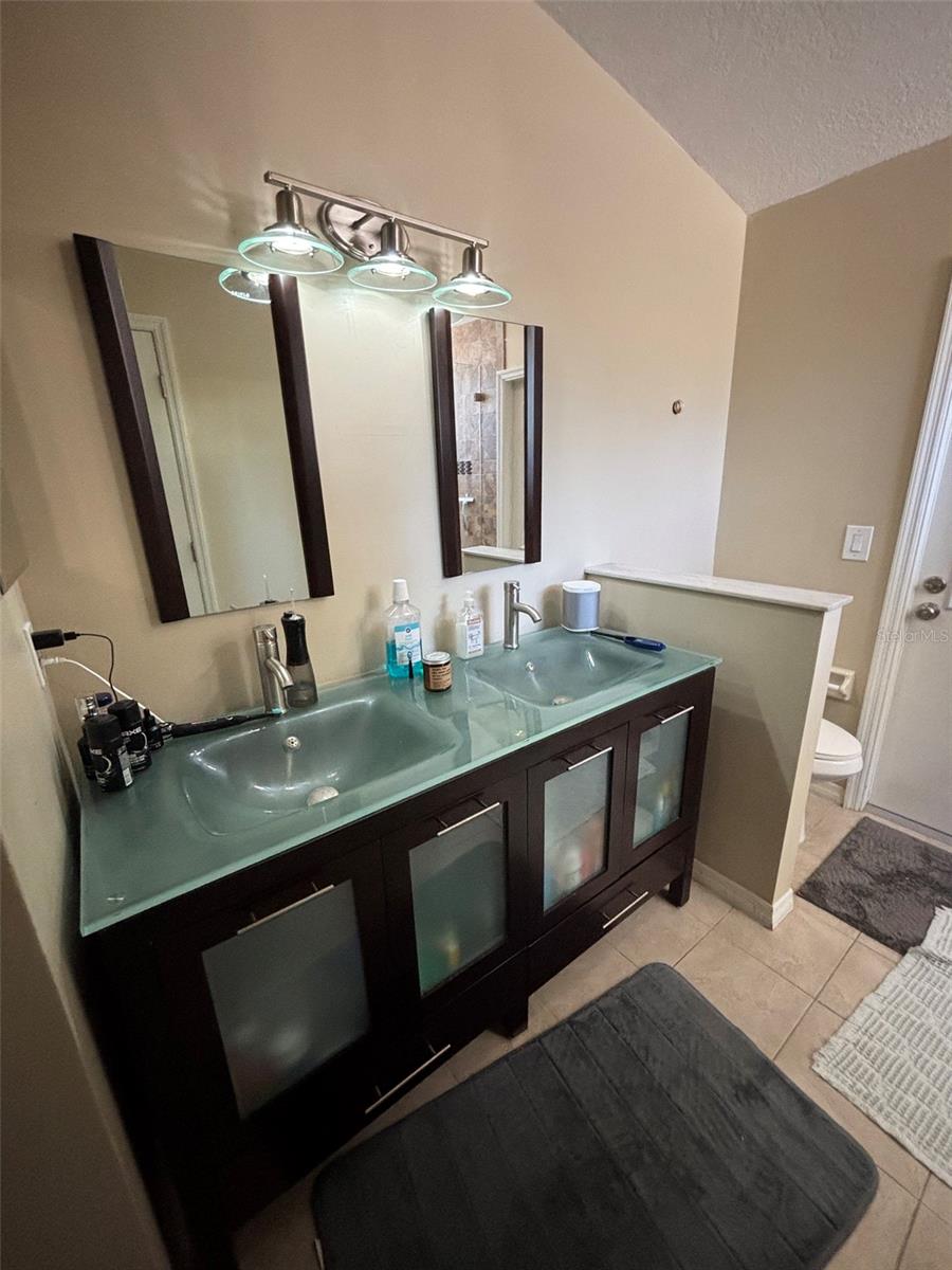 The ensuite bathroom sinks.