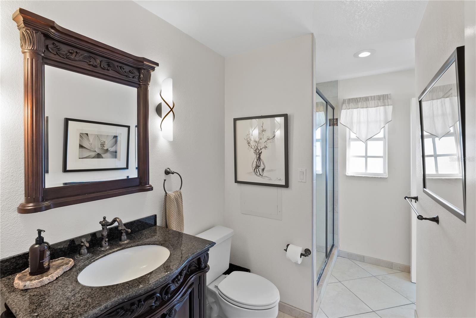 Bathroom connects to guest bedroom