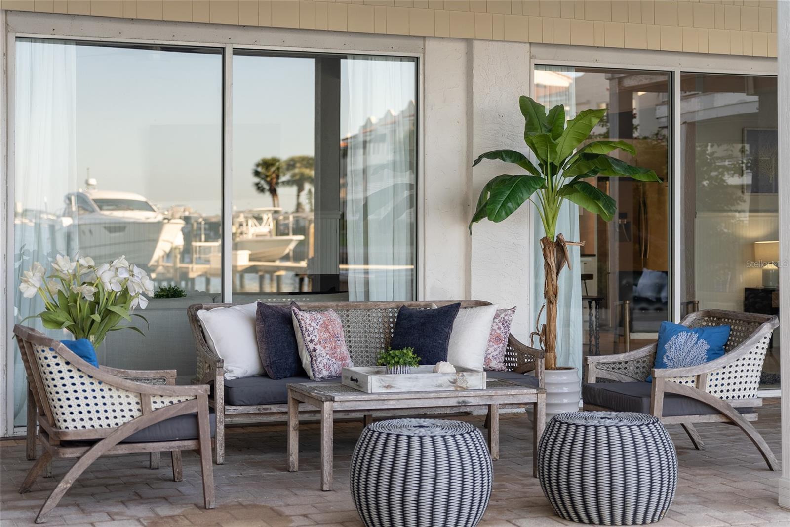 Multiple patios and decks for sunbathing or shade