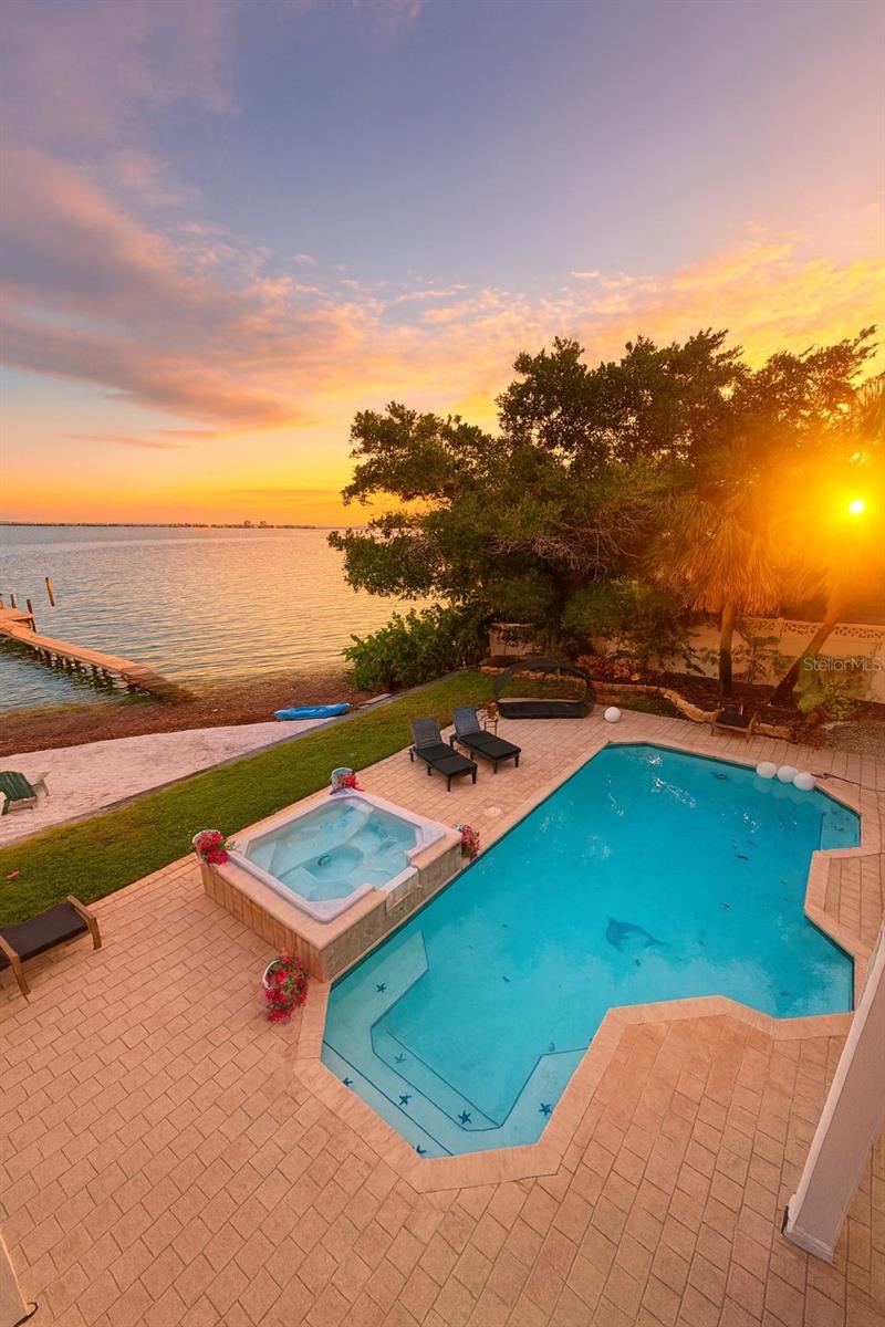 Sunrise over the pool.