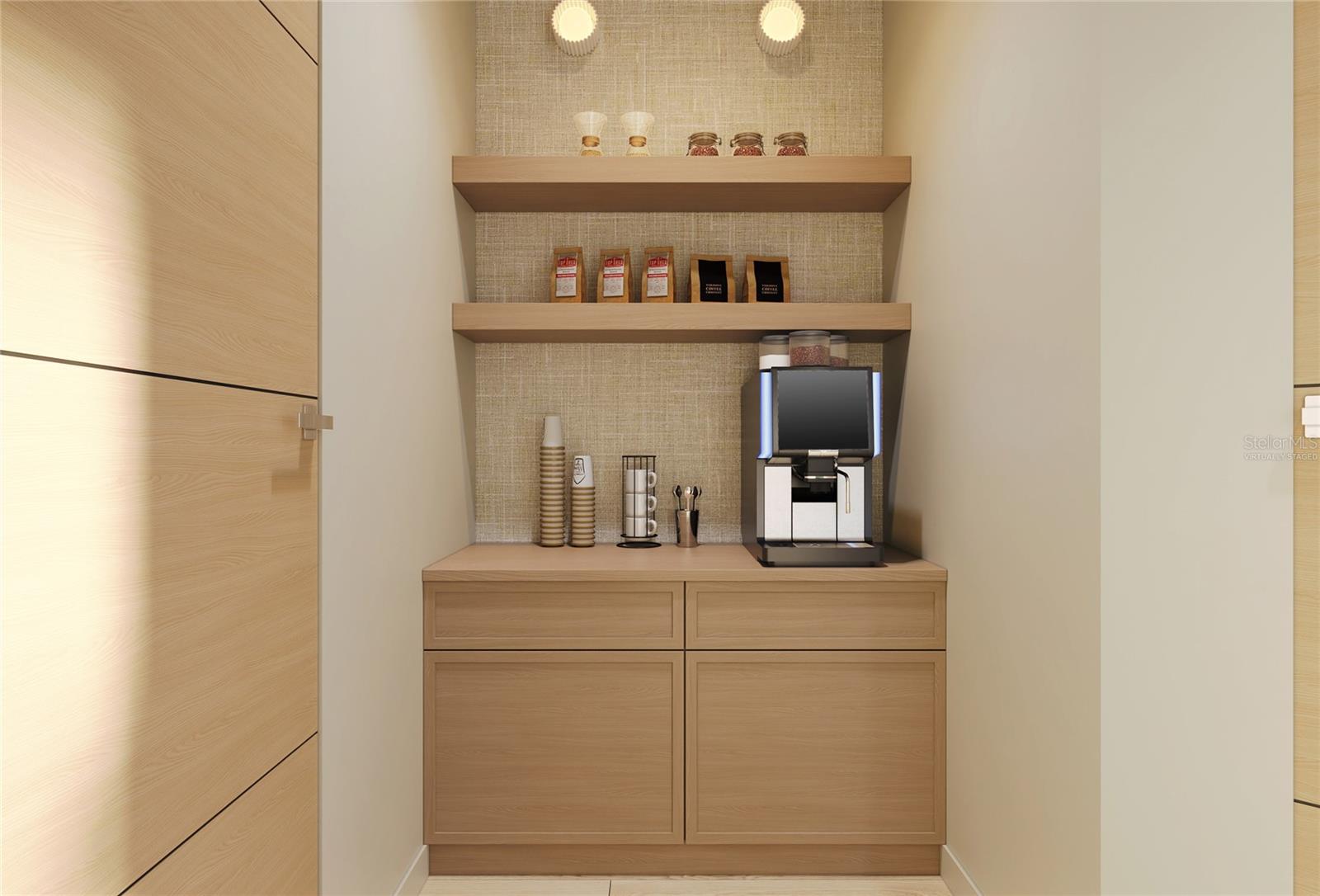 Virtually Staged Render-Primary Bedroom Coffee Bar