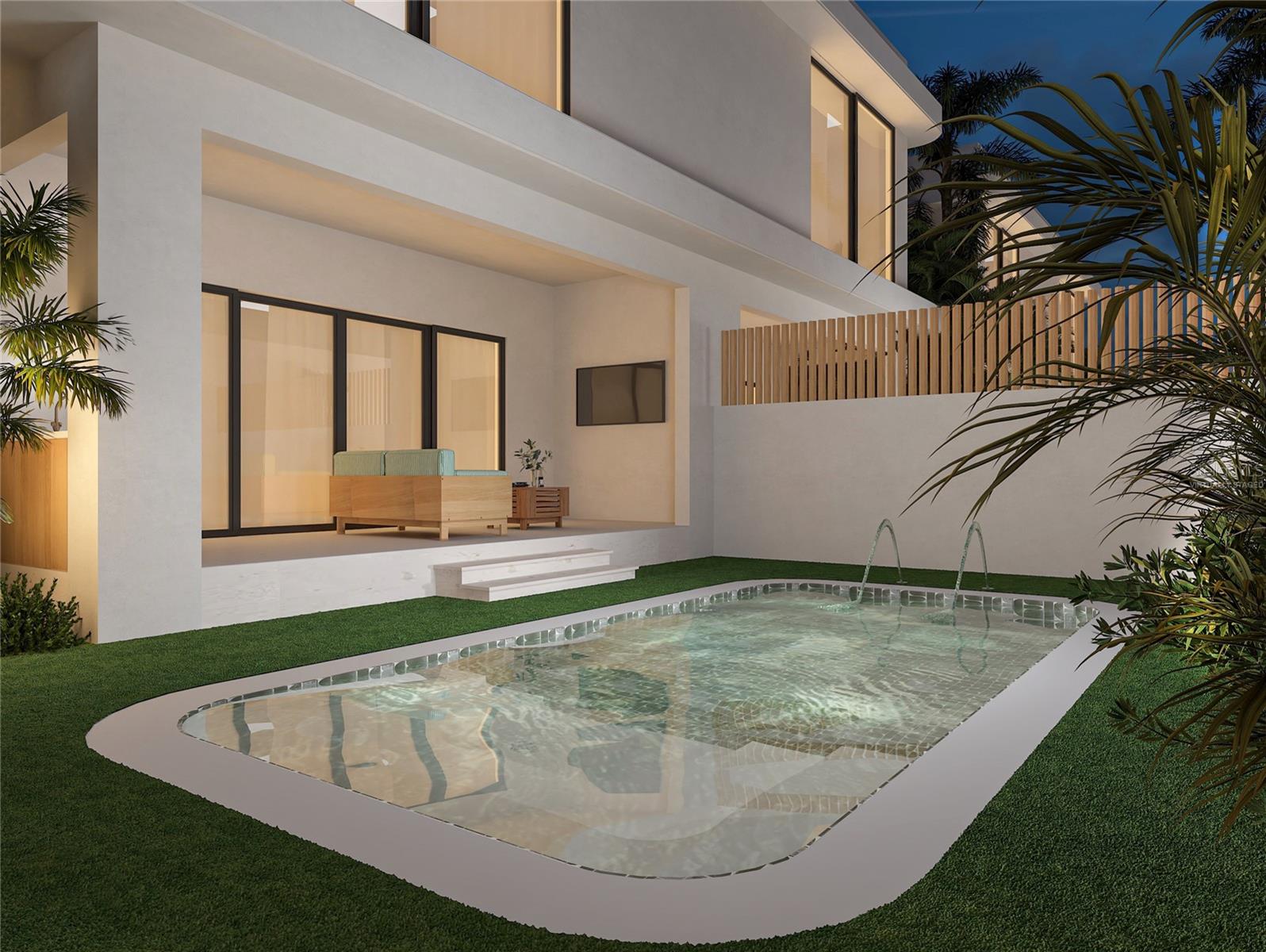 Virtually Staged Render- Private backyard with private pool