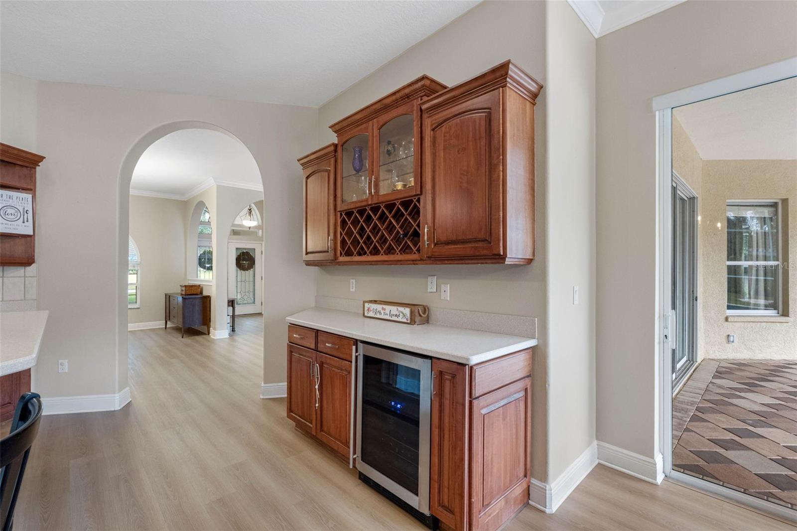 Built-in wine rack and wine refrigerator