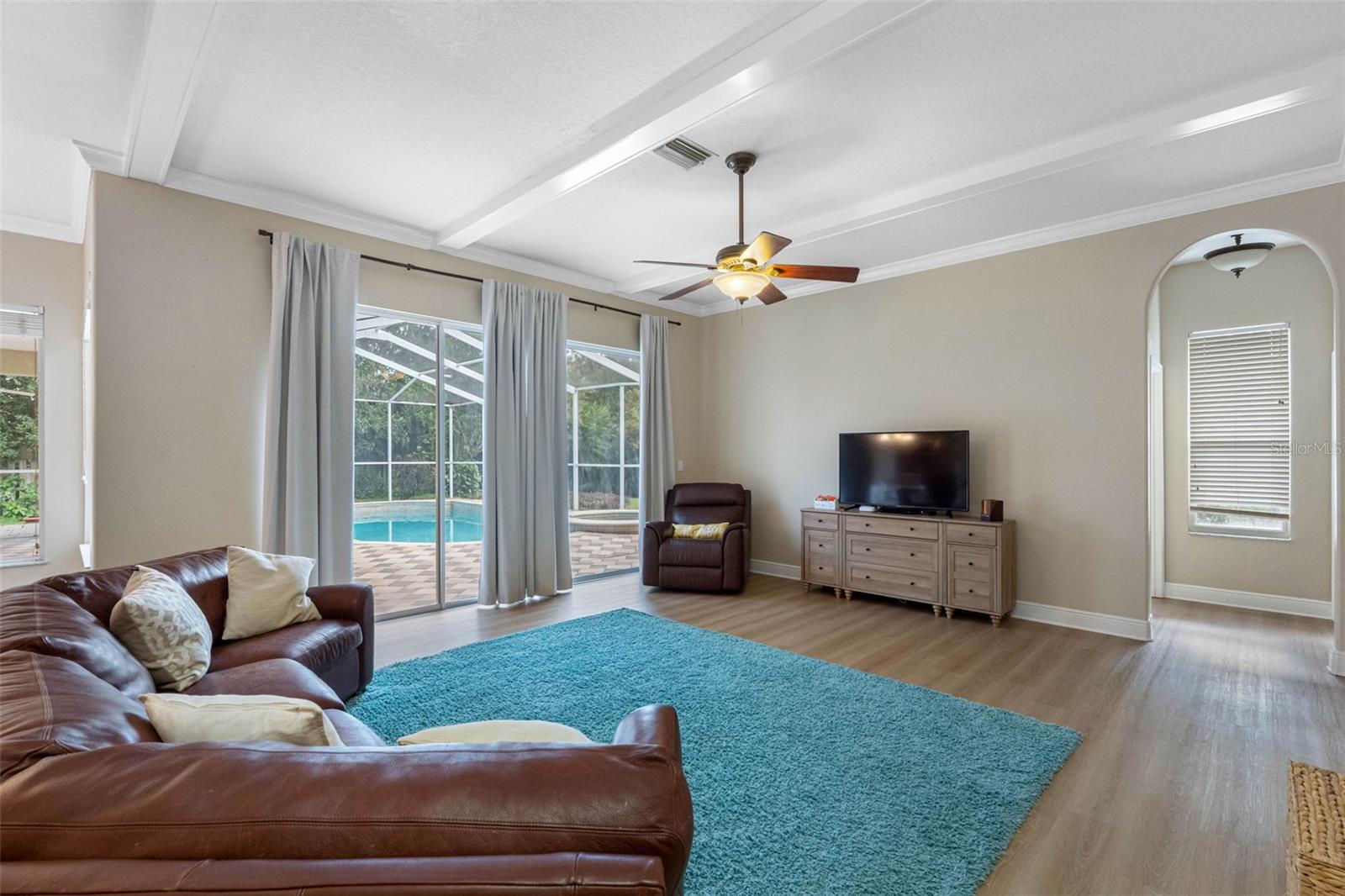 Family Room with great views of the pool and conservation