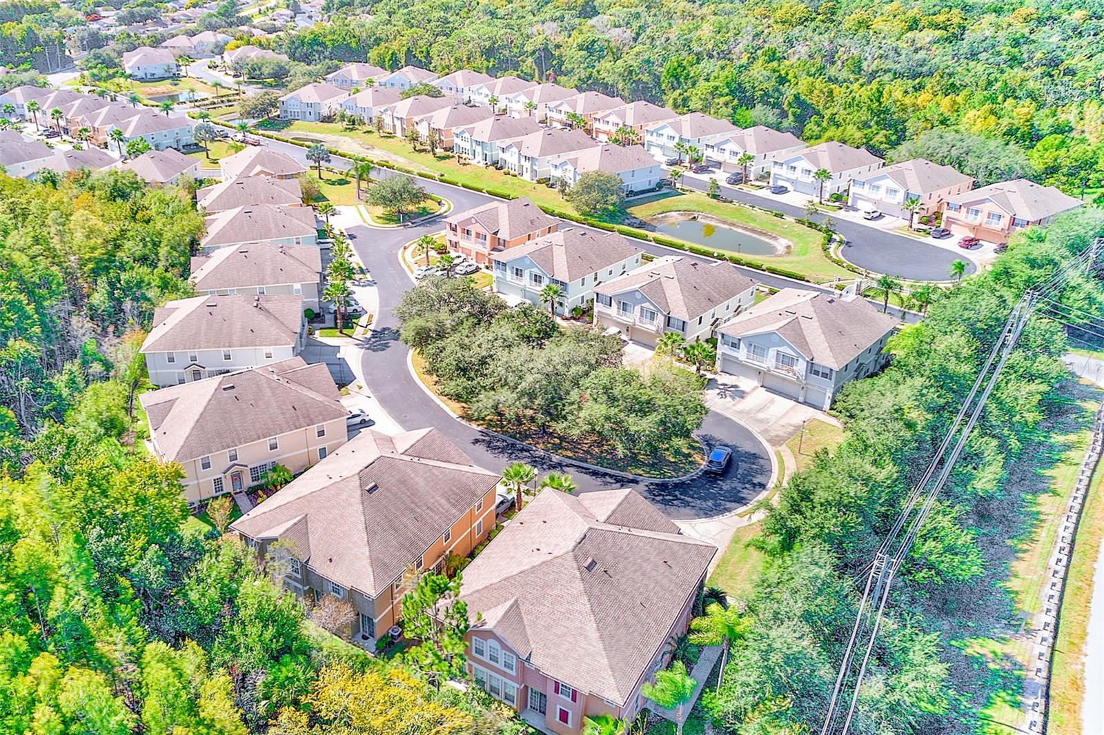 Aerial view of townhouse complex