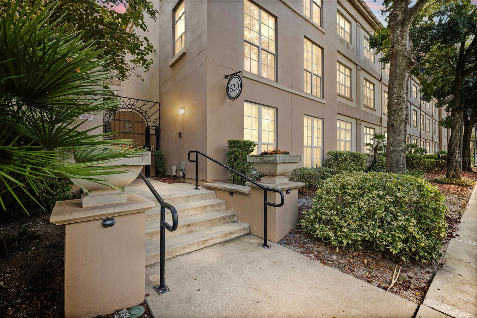 front of gated entrance