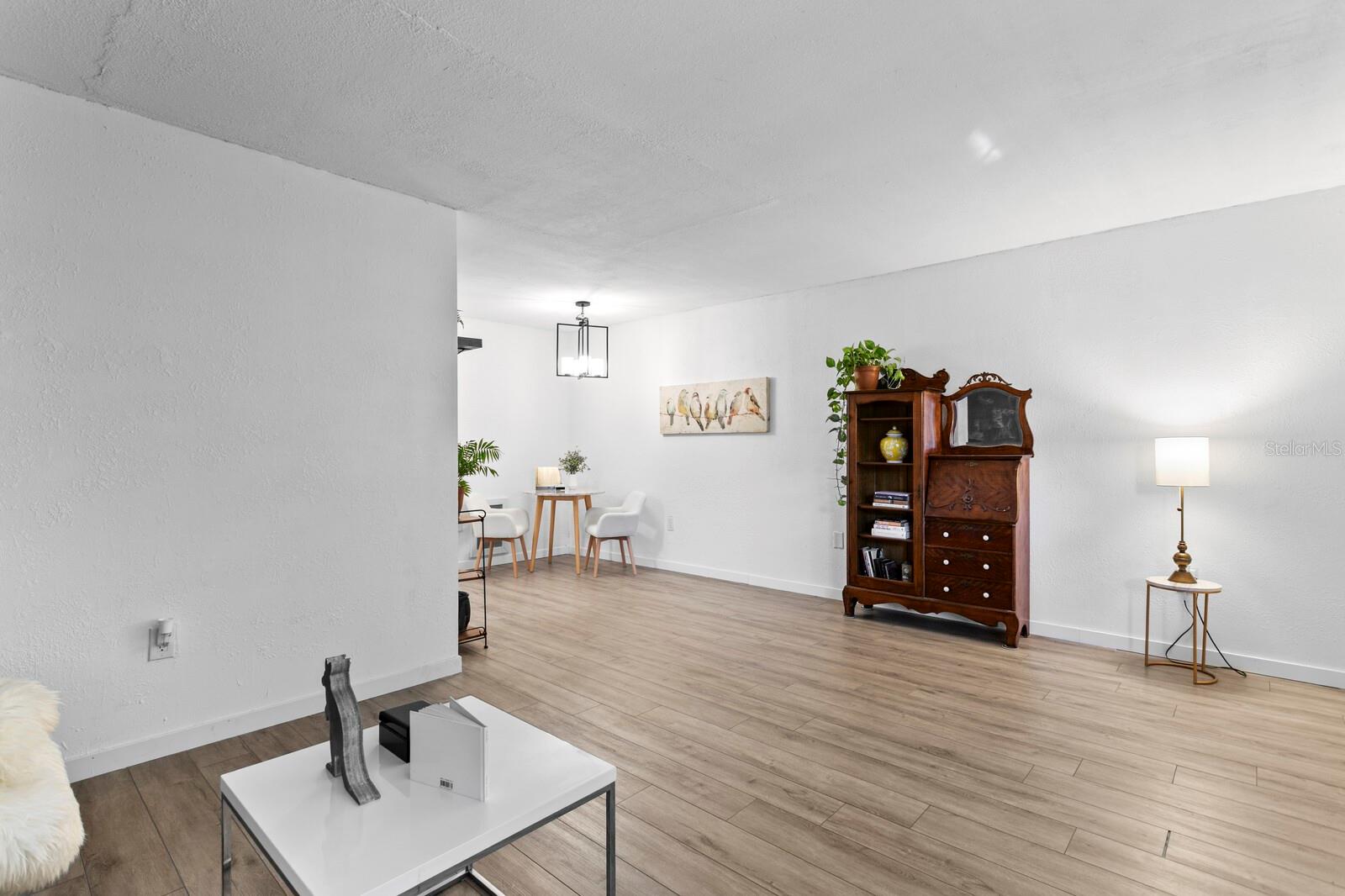 The view from the sofa. Plenty of room to design your own space.