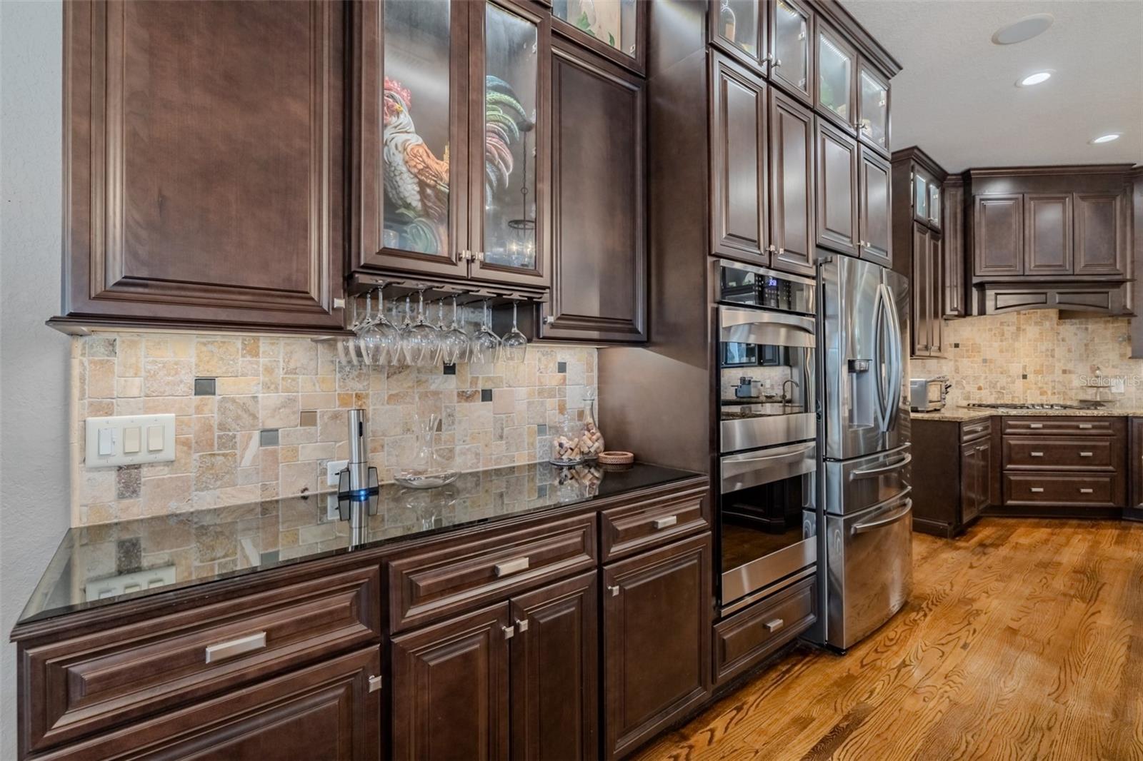 dry bar next to kitchen