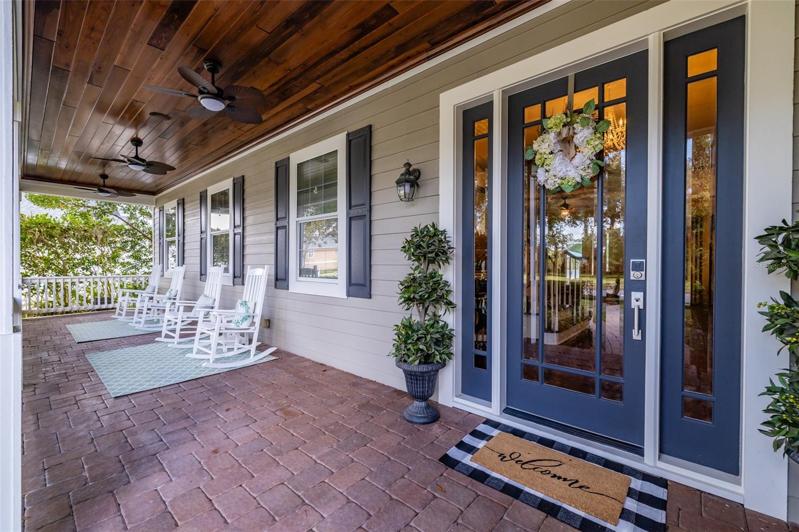 front door and porch