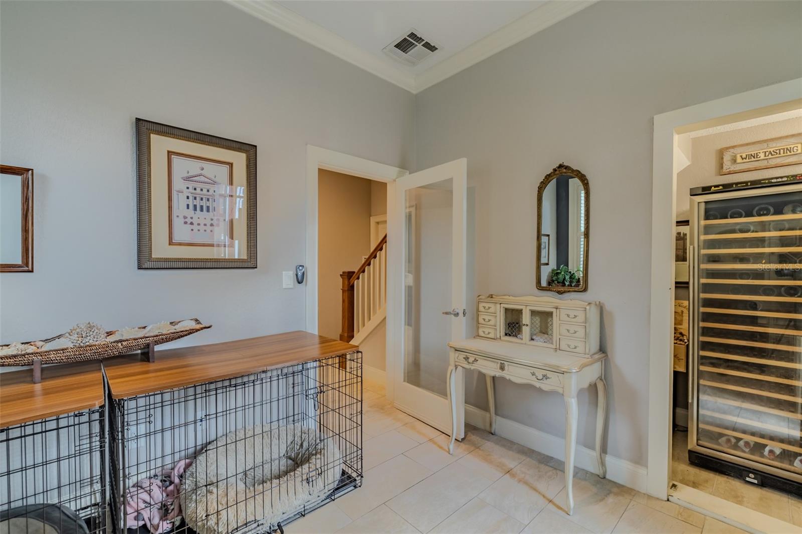 office with hidden wine room