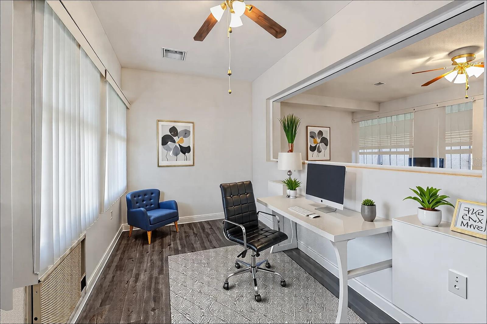 Virtually staged family/great room