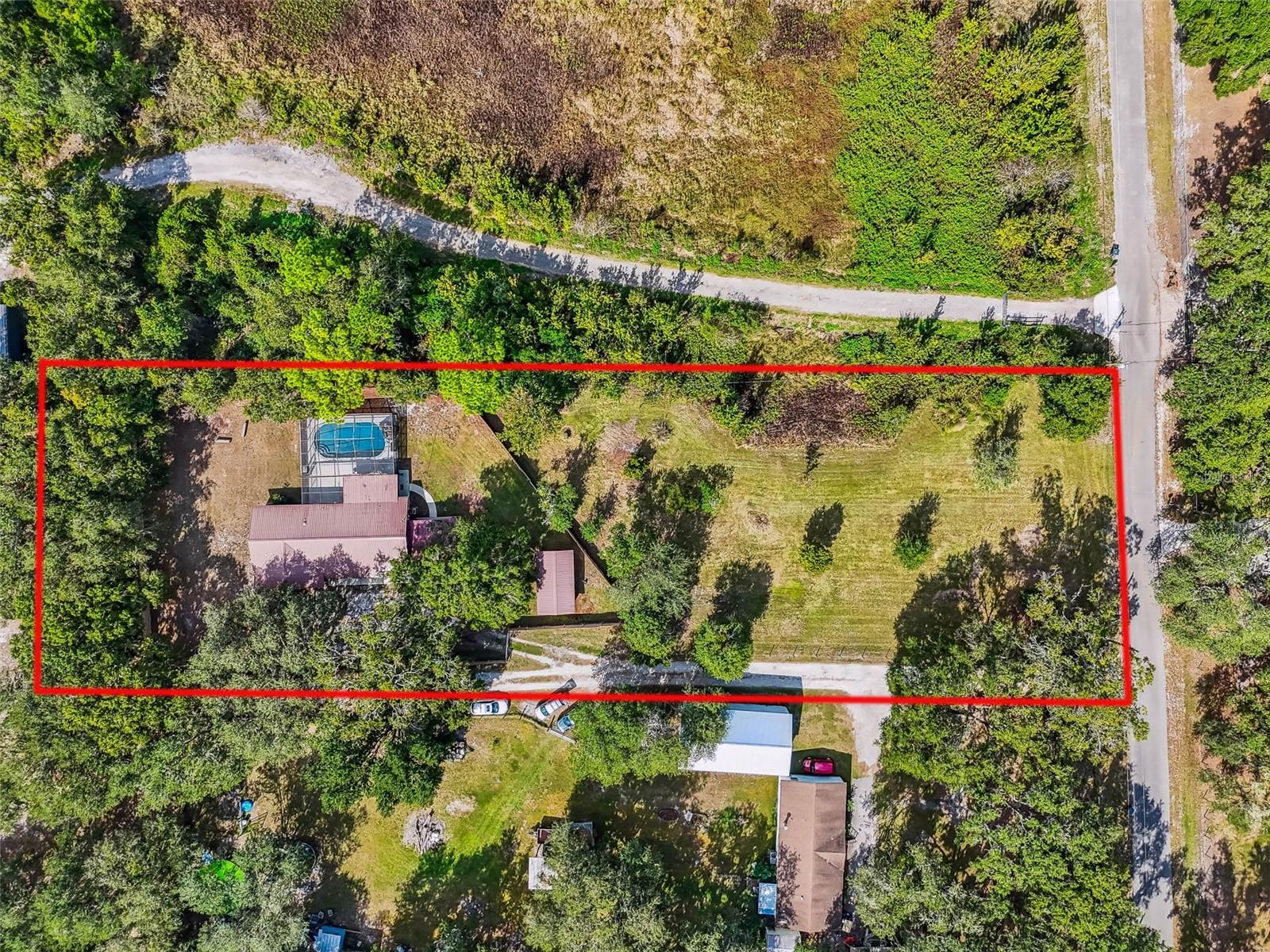 Aerial view of land and home!
