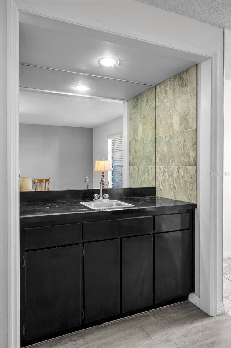 Dry bar in living room