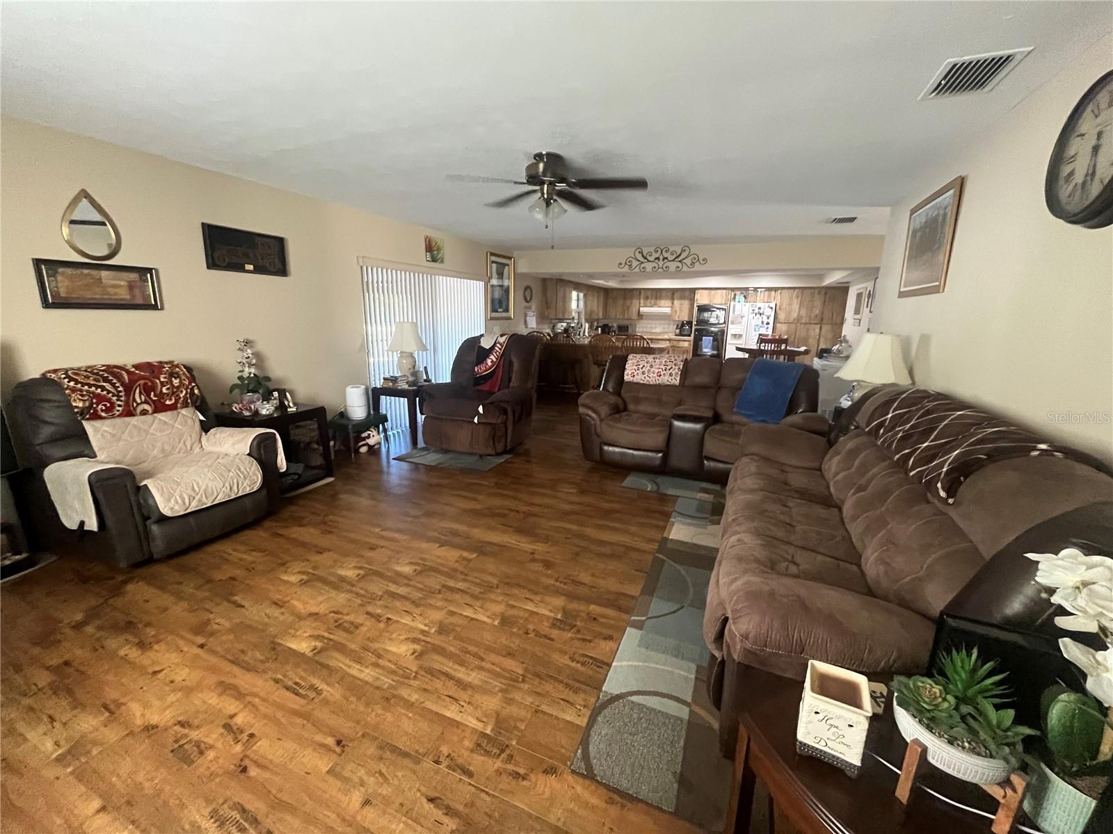 Family room open to kitchen and patio