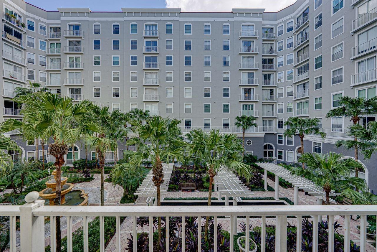 Take in the lush courtyard scenery from the comfort of your living room balcony.