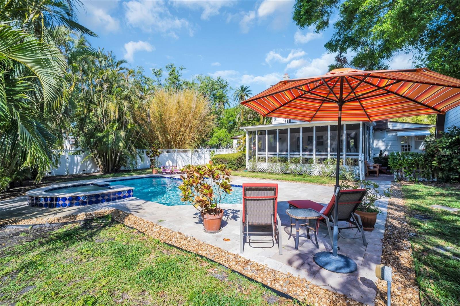 Relaxing backyard pool area