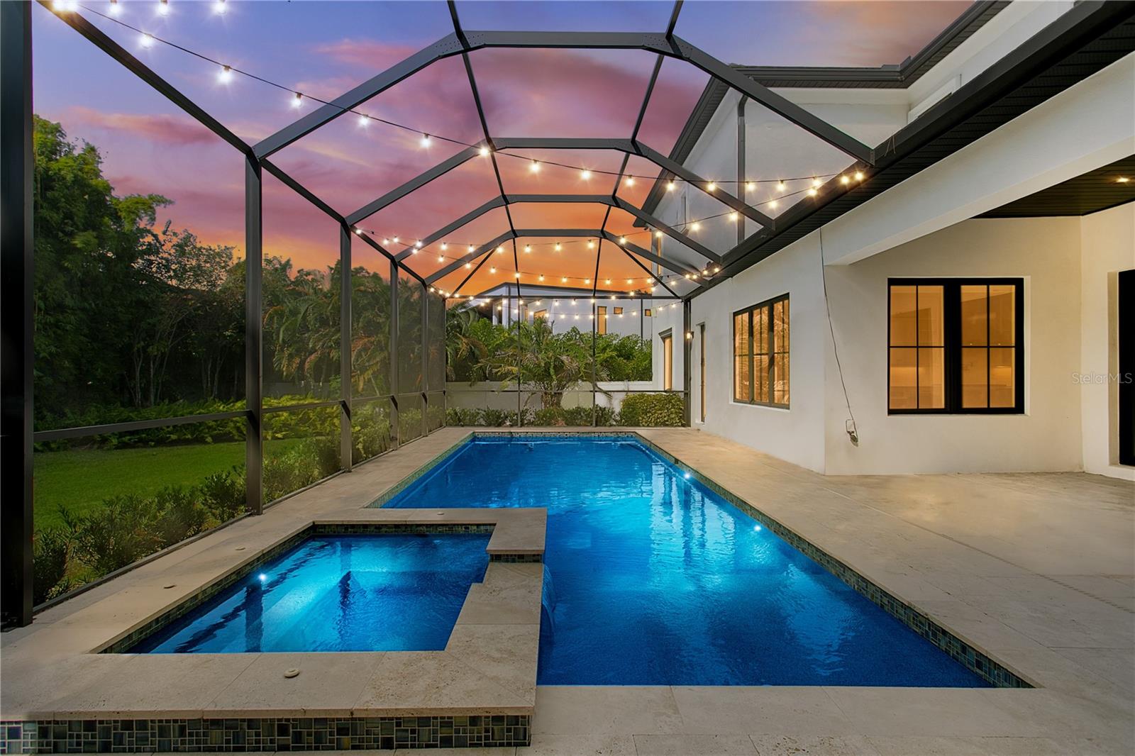 POOL & SPA AREA AT TWILIGHT