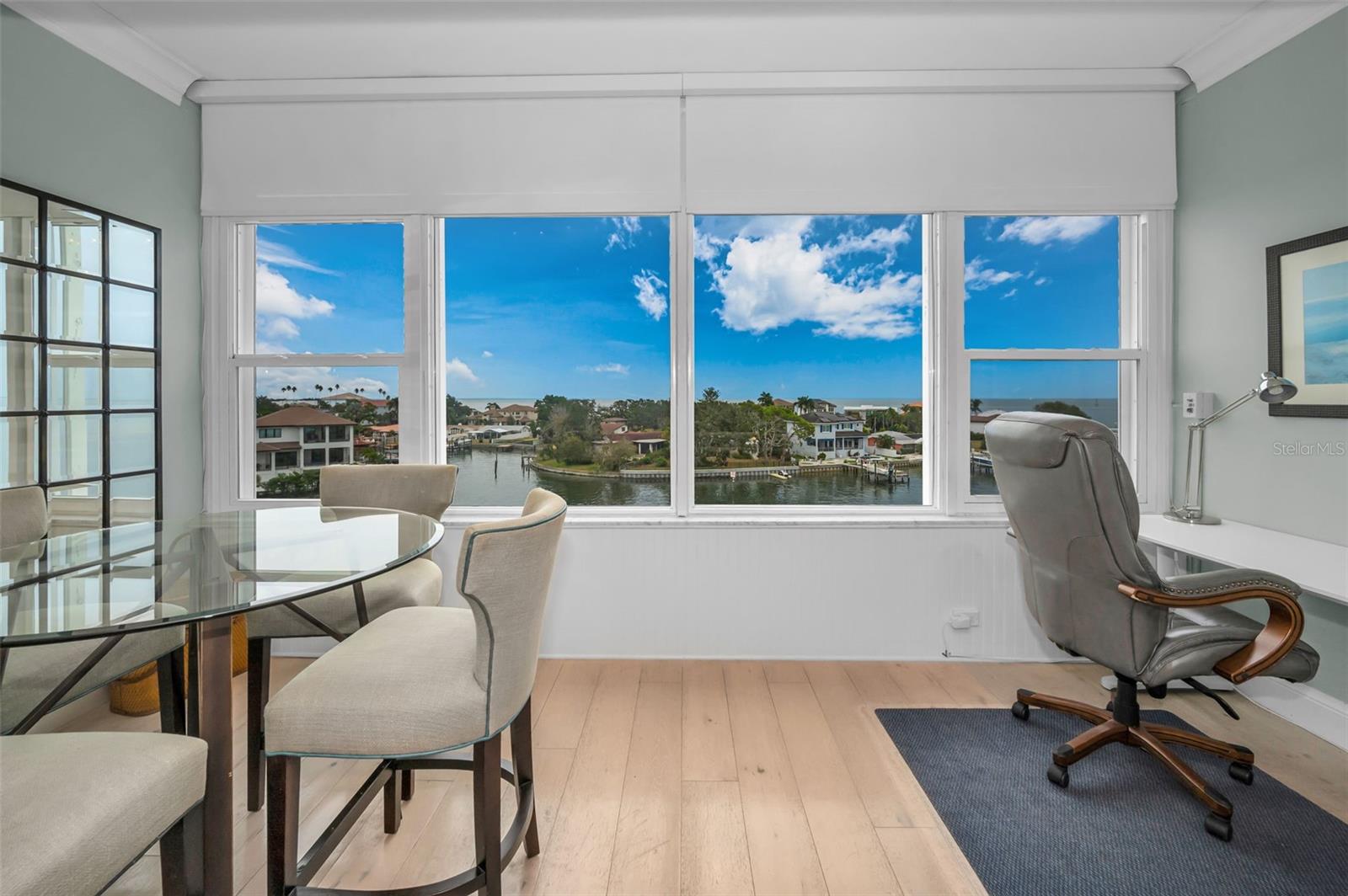 Light-colored wood through out the unit