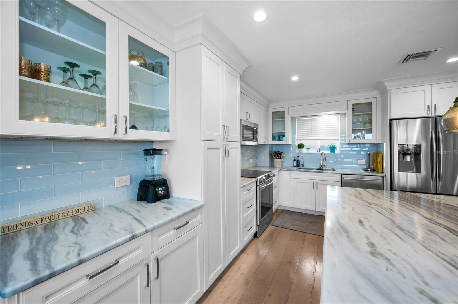 Glass-front cabinets show off your glassware