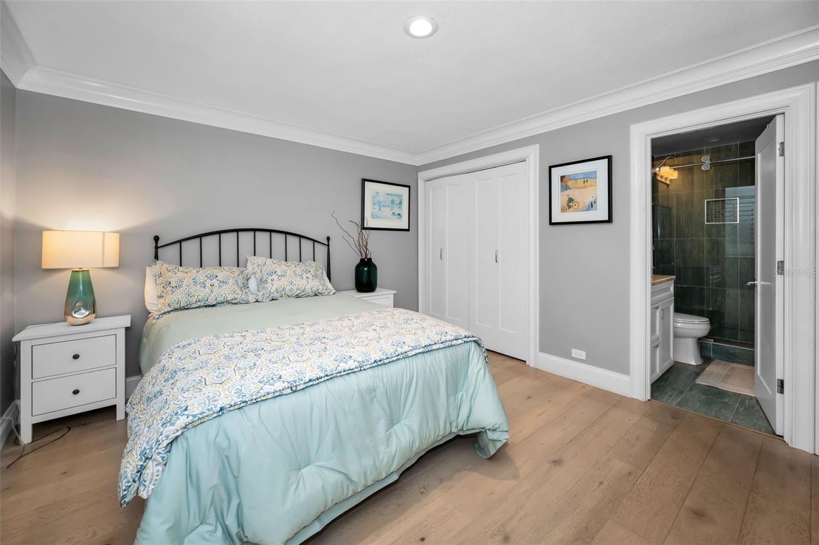 A built-in closet and en suite bathroom make this a second main bedroom!