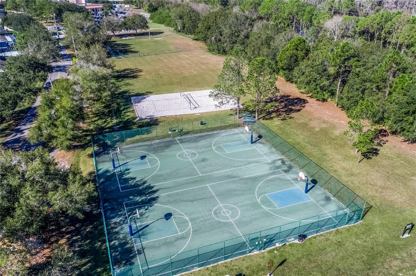 Countryway basketball courts.  Small and large dog parks at top left (not in view)