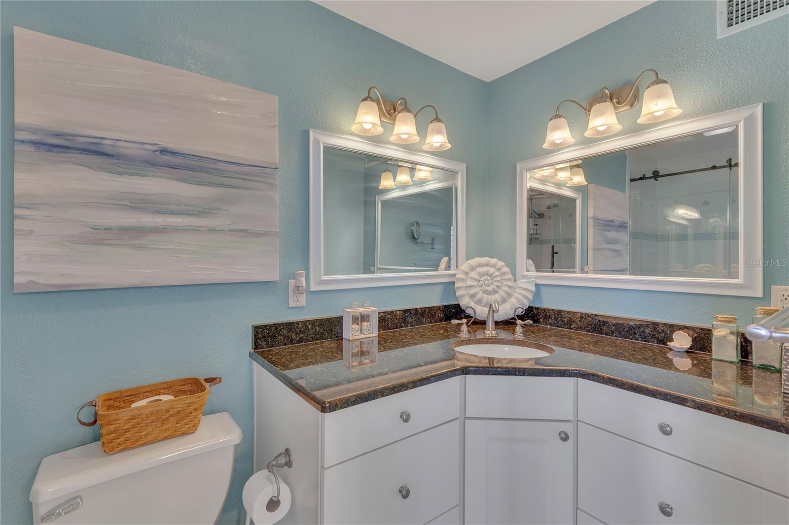 Soothing coastal decor bathes the senses!