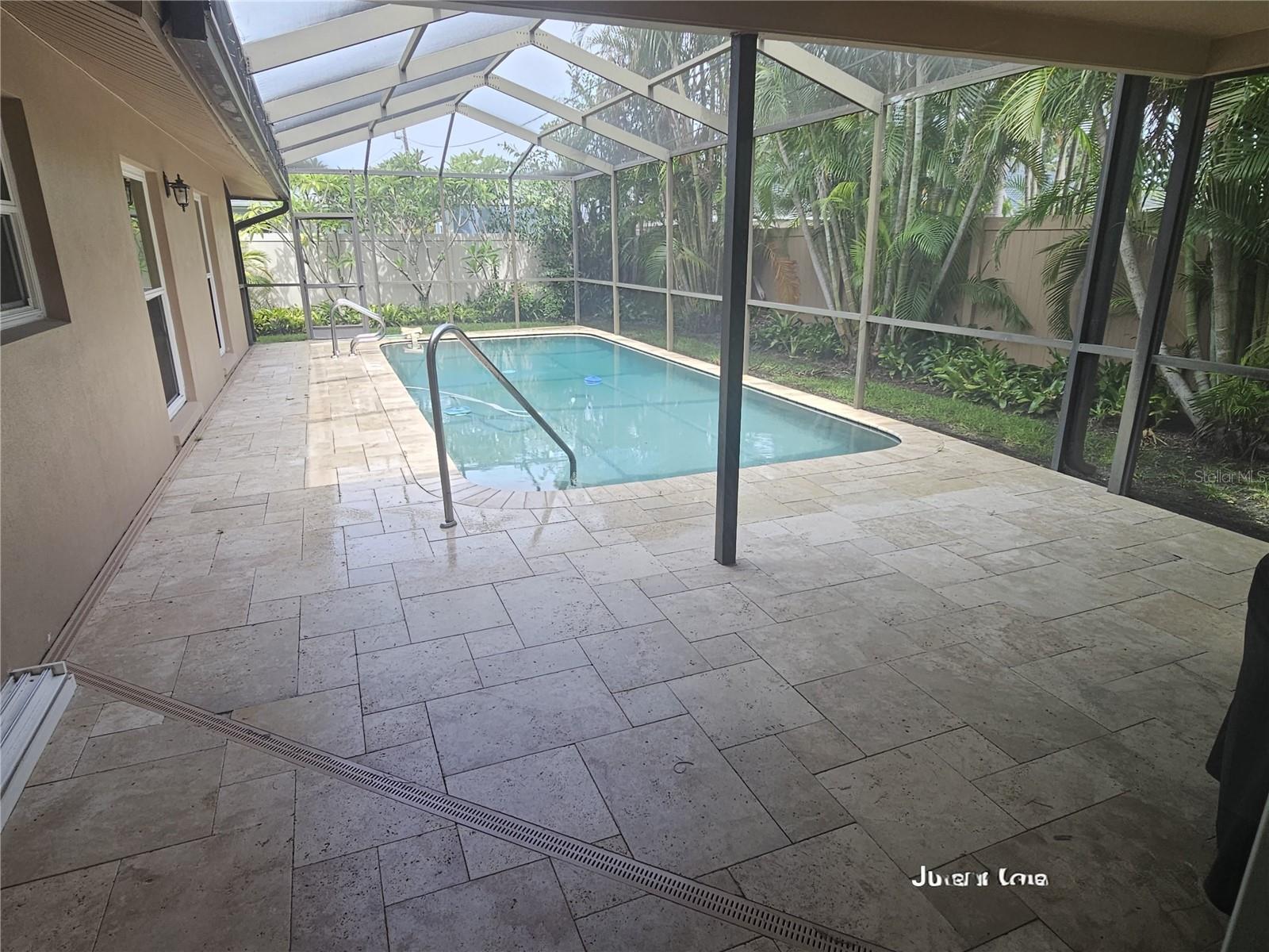 Recently updated pool runs off either salt or chlorine. Screen enclosed, Updated equipment, Heated with natural gas and comes with a natural gas BBQ!
