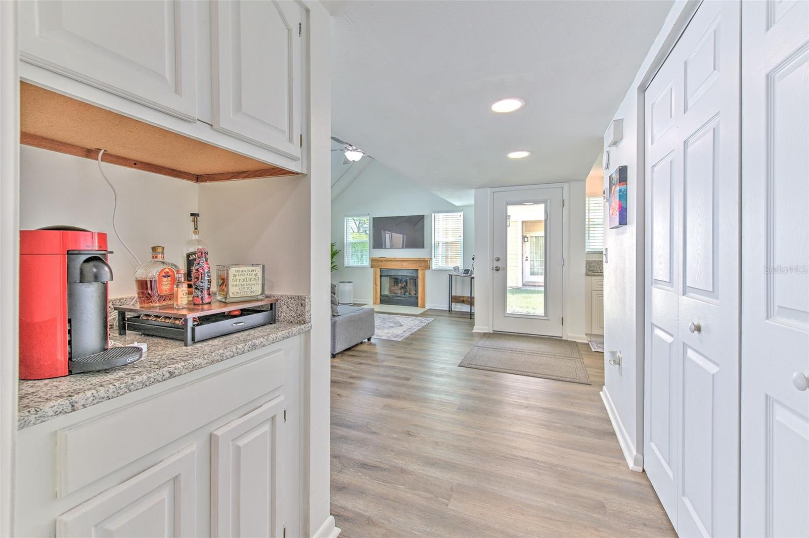 Coffee nook left and huge closet right to primary bedroom.