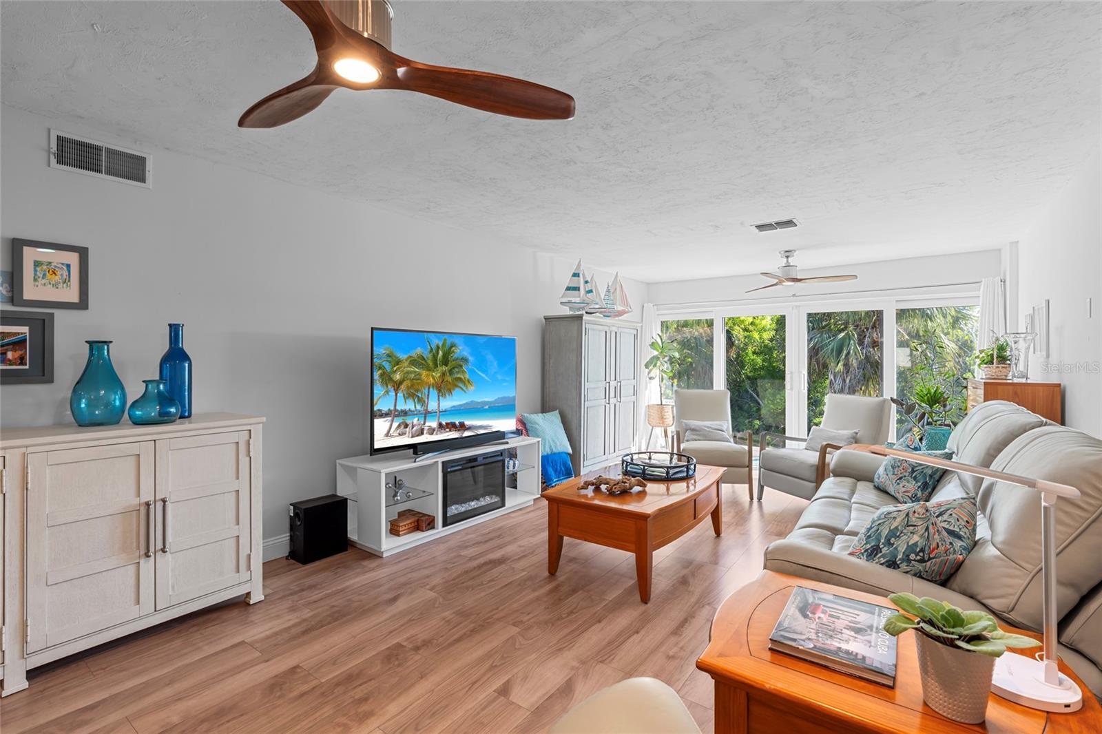 Living room with view of the nature preserve, no rear neighbors