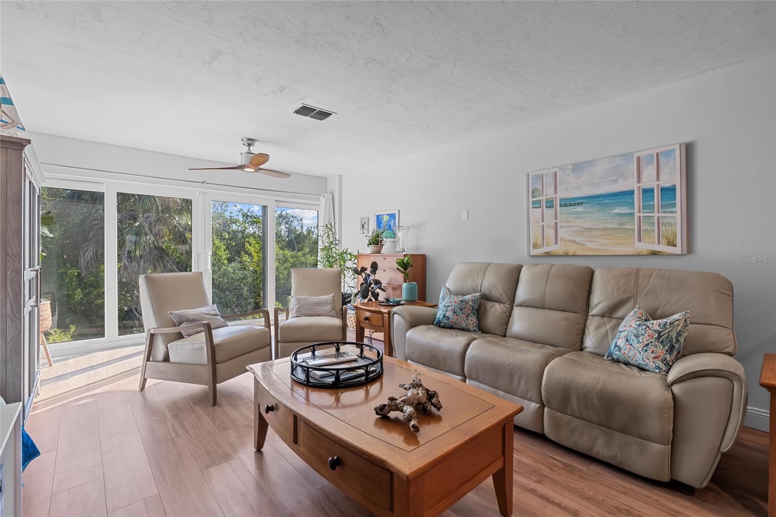 Living room with view of the nature preserve, no rear neighbors
