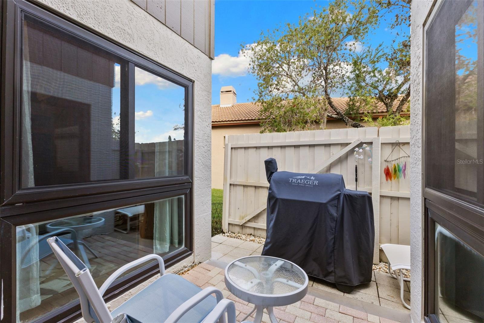 This is a grilling patio off the kitchen area