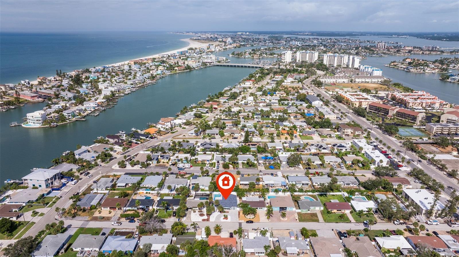 Sunset Beach/Treasure Island on the left side of picture