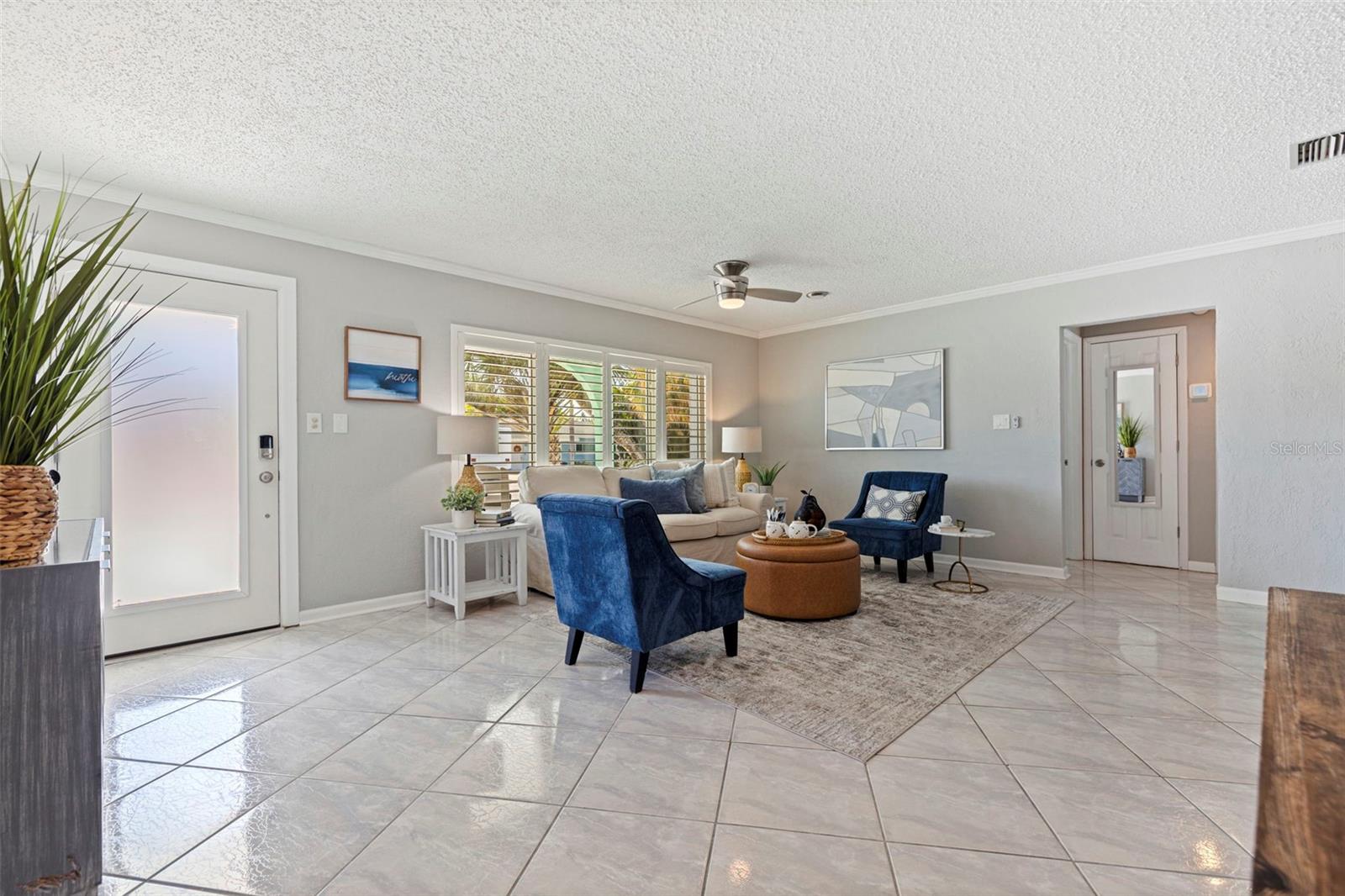 Living Room looking towards front door and hallway